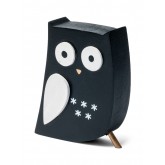 Hibou déco en bois noir et blanc