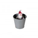 Bougie Père Noël dans pot en métal gris 7cm