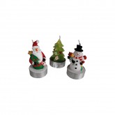 Set de 3 bougies Père Noël ,Sapin et bonhomme de neige 