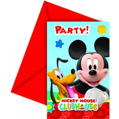 6 Cartes D Invitations Mickey Enveloppes Rouges Maplusbelledeco Com