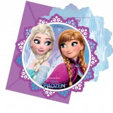 6 cartes d'invitations Reine des neiges + enveloppes