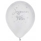 Ballon Joyeuses Fêtes (x8) blanc / argent