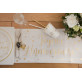 Chemin de table Joyeux Anniversaire Blanc et Or