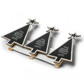3 pinces sapin "joie amour bonheur" bois noir & blanc
