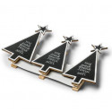 3 pinces sapin "Joie amour bonheur" bois noir & blanc
