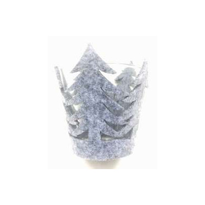 Bougeoir sapin feutrine gris 7 cm