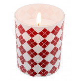 Bougie en verre motif rouge et blanc