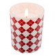 Bougie en verre motif rouge et blanc