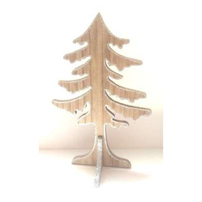 Sapin en bois pailleté argent