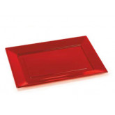 PLATEAU RECTANGULAIRE ROUGE 36X17X2CM