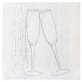 Serviettes blanches argentées et flûtes de champagne (x20)