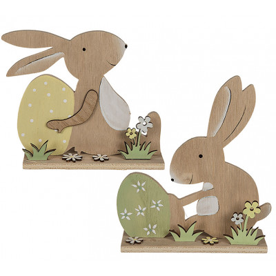 Lapin de Pâques avec oeuf en bois - MaPlusBelleDeco.com
