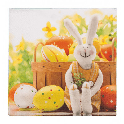 Serviettes en papier lapin et oeufs de Pâques (x20)