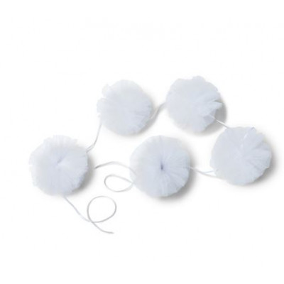 Guirlande pompons en tulle blanc