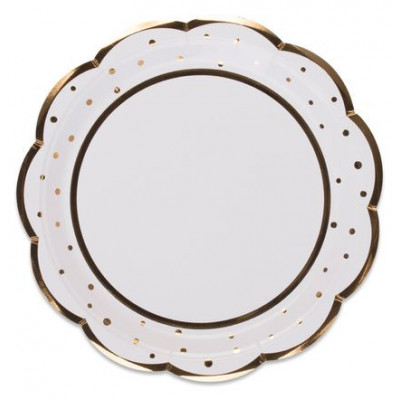 Inspiration - Assiette jetable transparant avec bord en dentelle or