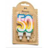 Bougie d'anniversaire multicolore 50