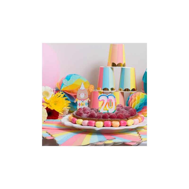 Bougie Anniversaire 20 ans multicolore 7,5 cm