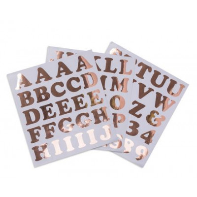 Stickers alphabet et chiffres rose or x71