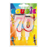 Bougie 70 ans multicolore