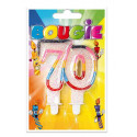 Bougie 70 ans multicolore