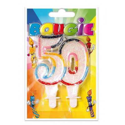 Bougie 50 ans multicolore