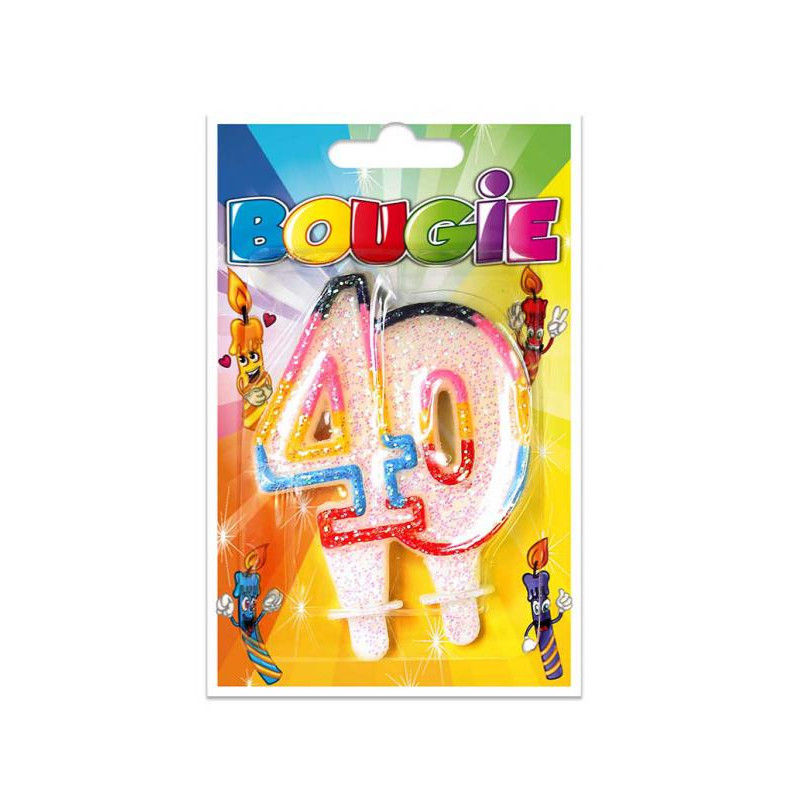 Bougie 40 ans multicolore 