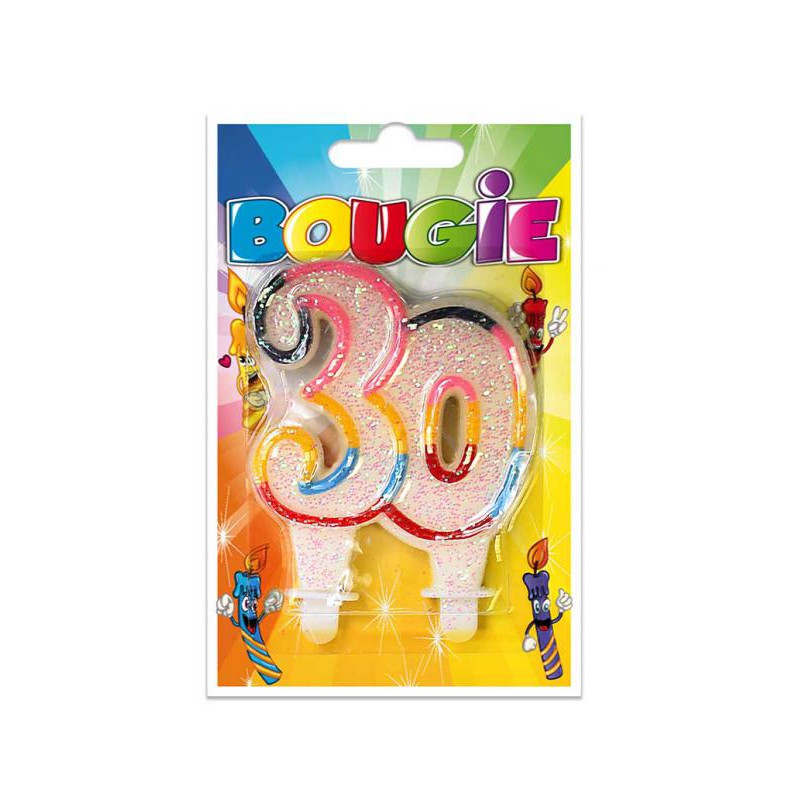 Bougie 30 ans multicolore 