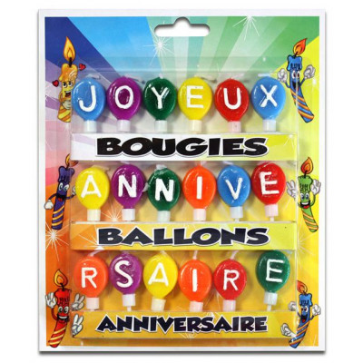 Bougies Joyeux Anniversaire multicolore