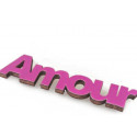 Mots « AMOUR » sur sticker prune