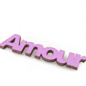 Mots « AMOUR » sur sticker parme