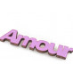 Mots « AMOUR » sur sticker parme