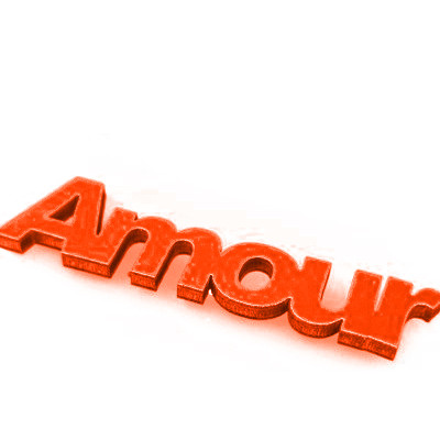 Mots « AMOUR » sur sticker orange