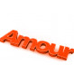 Mots « AMOUR » sur sticker orange