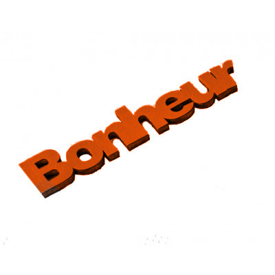 Mots « BONHEUR » sur sticker orange