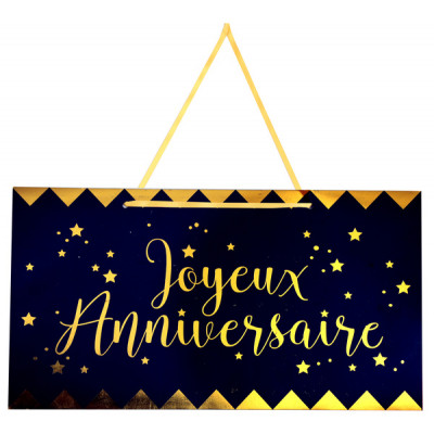 Pancarte Joyeux Anniversaire Metallise Bleu Et Or Maplusbelledeco Com