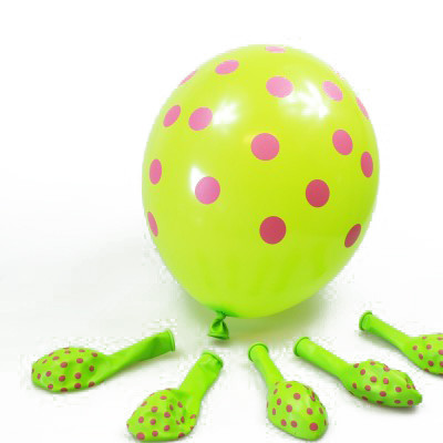 Ballons vert anis à pois fuchsia (x6)