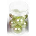 Grandes perles nacrées (x10) vert anis