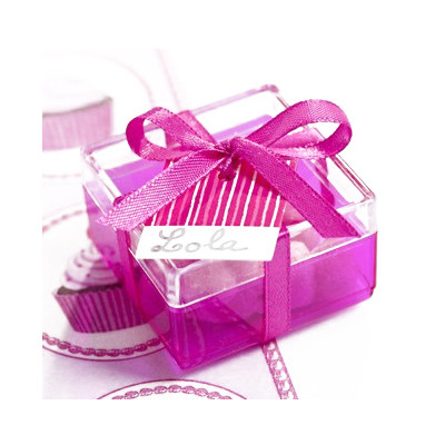 Boîtes carrées en plexi (x5) fuchsia