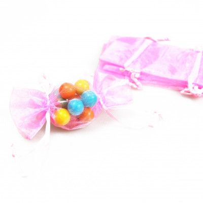 Sachets d'organdi «bonbons» x6 rose