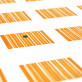 Etiquettes rayées carrées (x25) orange