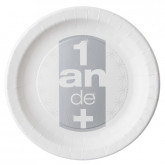 Assiettes 1 an de + (x10) argent / blanc