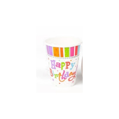 Gobelets Happy Birthday multicolore (x8)