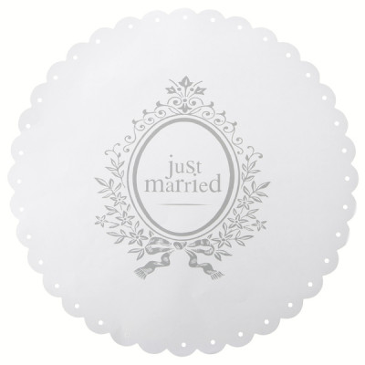 Sets de table Just Married (x6) blanc / argent