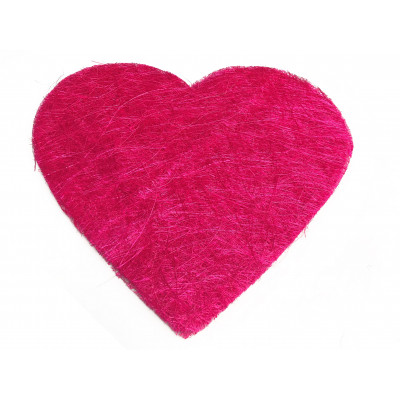 Sets coeur en sisal (x6) fuchsia