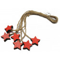 Mini étoiles en bois avec ficelle en jute (x6) Rouge