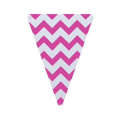 Fanions carton perforés (x5) chevron fuchsia