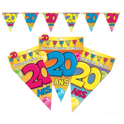 Guirlande fanions 20 ans multicolore