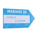 Flèche signalétique de couleur MARIAGE DE turquoise / blanc