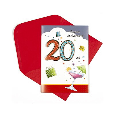Carte anniversaire 20 ans - MaPlusBelleDeco.com