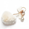 Porte-clefs Pompon Coeur blanc